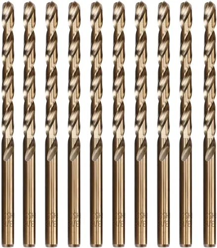 Miniatura 13 de Paquete de 5 brocas helicoidales de 1/2 pulgada para acero inoxidable, acero cobalto M35, longitud de trabajo, flauta de doble torsión, punta