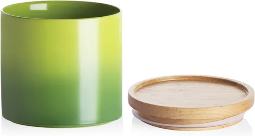 Miniatura 80 de Sweejar Kitchen Canisters - Tarro de cerámica para almacenamiento de alimentos, recipientes apilables con sello hermético y tapa de madera