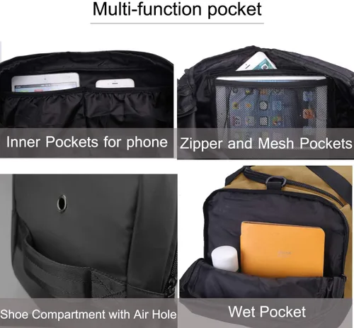 Miniatura 5 de Bolsa de lona para gimnasio, mochila deportiva impermeable, bolsa de viaje para hombres y mujeres, bolsa de noche con compartimento para zapatos