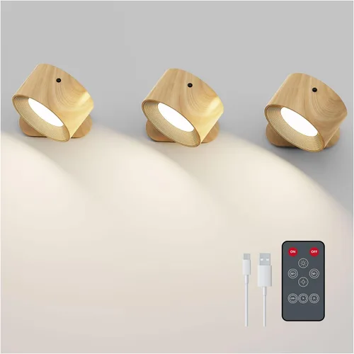 Miniatura 14 de Koopala Apliques LED de pared, lámparas de pared con batería recargable, con 3 brillo, carga extraíble, rotación de 360°, bola magnética, luz