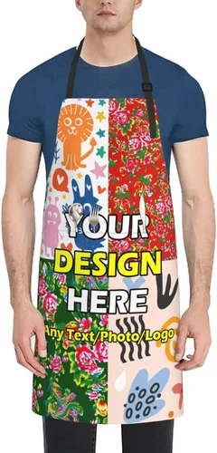 Miniatura 2 de Delantales impermeables personalizados para diseñar tu propia imagen, logotipo, texto, añadir fotos, delantal para cocinar hornear, 33 x 27.5