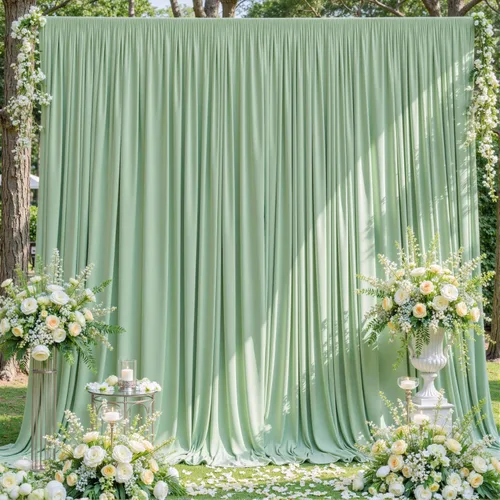 Miniatura 15 de Cortina de fondo beige de 10x10 para bodas y fiestas, cortina de fondo beige sin arrugas para fotos, cortinas de fondo para decoración de baby Gris