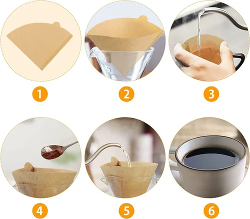 Miniatura 3 de Filtro de café, filtros de café en cono 2, filtro para verter sobre café v60 y cafetera de goteo, 1-4 tazas, 100 unidades, filtros de café
