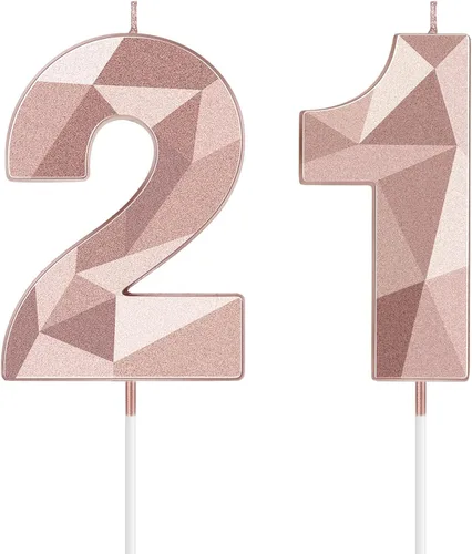Miniatura 15 de Nuanchu Velas de cumpleaños número 10 en forma de diamante 3D, velas numeradas para pastel de cumpleaños, velas temáticas para hornear en familia