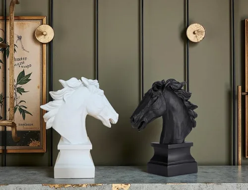 Miniatura 5 de Estatua de cabeza de caballo negra de 12 pulgadas de alto, escultura de caballos para decoración del hogar, resina grande, pintada a mano, animal