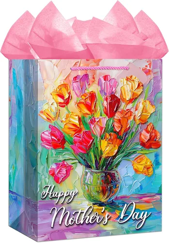 Miniatura 6 de FLYAB Class of 2026 - Bolsas de regalo de graduación – Bolsa grande de felicitación de 13 pulgadas con asa de papel de seda para graduados