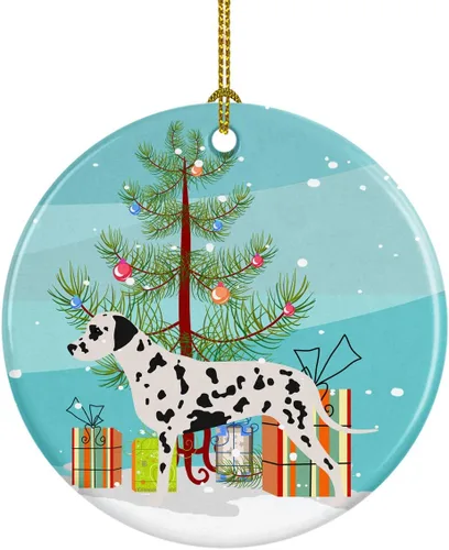 Miniatura 36 de Caroline's Treasures Bulldog inglés «Merry Christmas» adorno de cerámica para árbol de Navidad, decoración colgante para el hogar, Navidad, fiestas