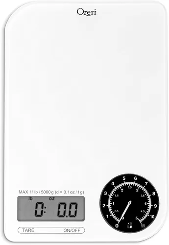 Miniatura 2 de Ozeri ZK18-WB Rev - Báscula digital de cocina con esfera electromecánica de peso, esfera negra