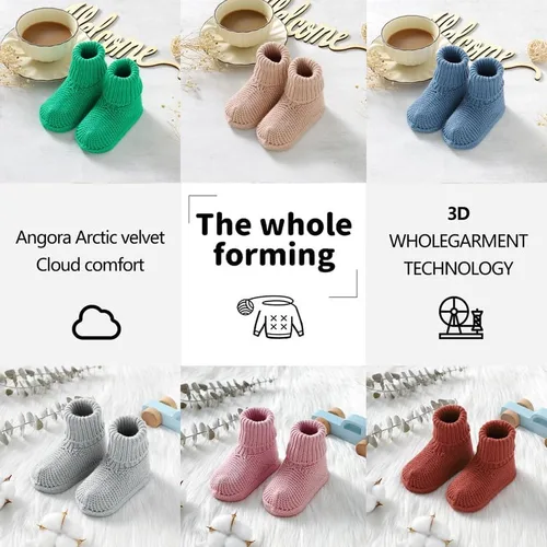Miniatura 2 de YIXPOH Botines para bebé, recién nacido, primeros pasos, antideslizantes, para cuna, calcetines de punto cálido