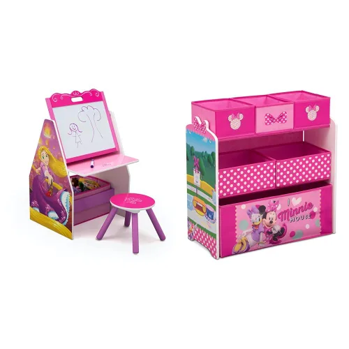 Delta Children Caballete y estación de juegos para niños, ideal para artes y manualidades, educación en casa y más, certificado Greenguard Gold,