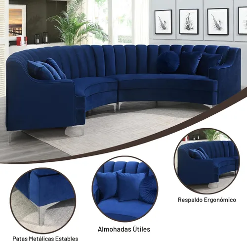 Miniatura 7 de Legend Vansen L - Sofá de terciopelo semicírculo de 141.34 pulgadas, sofá modular curvado de gran tamaño para sala de estar, oficina, apartamento