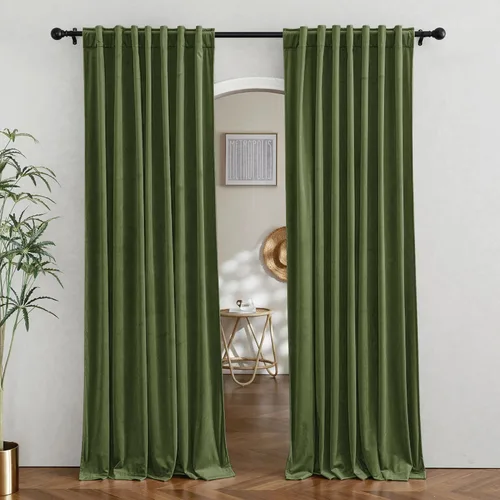 Miniatura 9 de RYB HOME - Cortinas de terciopelo beige, cortinas decorativas resistentes con pestaña trasera, cubierta de privacidad para oscurecer habitación