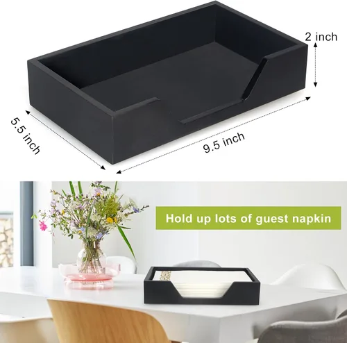 Miniatura 6 de Servilletero de madera negro para cocina, baño, toallero de invitados, estilo rústico moderno