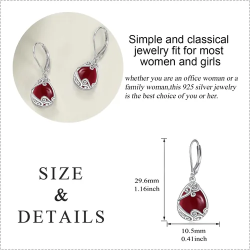 Miniatura 209 de Aretes colgantes con forma de lágrima de filigrana de piedra lunar de plata de ley 925 con cierre de palanca para mujer, regalos de joyería
