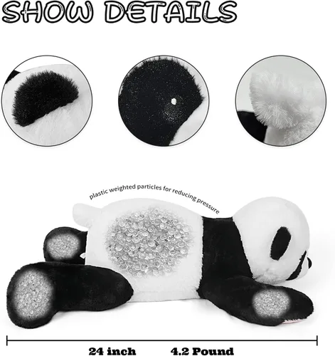 Miniatura 2 de Animales de Peluche Panda con Peso de 5 lb, Oso Panda de Peluche con Peso de 24 pulgadas para Niños Adultos Niños Niñas, Lindos Peluches Juguete