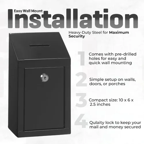 Miniatura 6 de Caja de Donación de Metal - Caja de Sugerencias con Ranura y Cerradura - Caja de Seguridad para Dinero - Caja de Depósito Segura - Caja