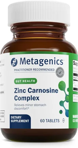 Metagenics Zinlori 75 Suplemento de carnosina de zinc de alta potencia para ayudar a aliviar molestias menores de estómago - 60 tabletas
