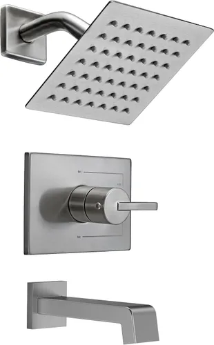 SOOOHOT Juego de sistemas de bañera y ducha, juego de grifo de tina y ducha con grifo de ducha de 6 pulgadas de níquel cepillado, juego completo de