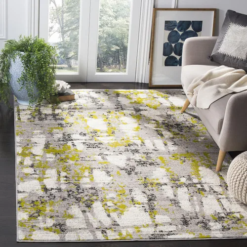 Miniatura 25 de SAFAVIEH Skyler Collection SKY193B - Alfombra moderna abstracta que no desprende pelusa, para sala de estar o dormitorio, 2 x 4 pies, gris/azul
