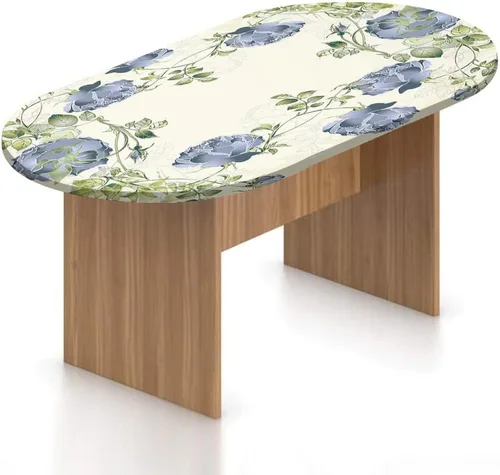 XISUNYA Mantel ovalado ajustable para patio, poliéster elástico floral, hojas y flores de rosas vintage, mantel con estampado retro romántico, se
