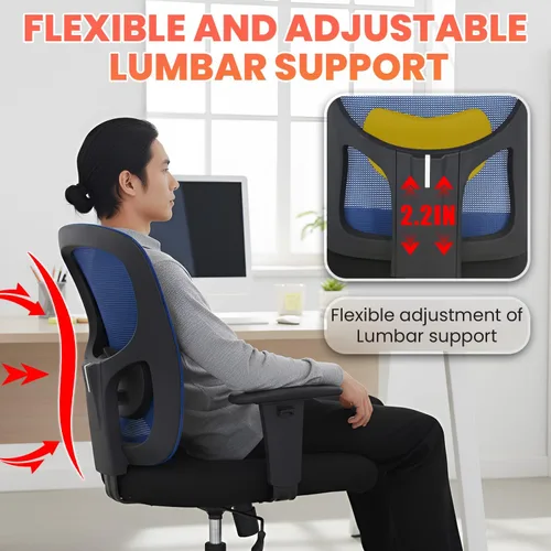 Miniatura 6 de BestOffice Silla de oficina grande y alta, silla de escritorio de 400 libras, silla de computadora de malla con soporte lumbar, asiento ancho