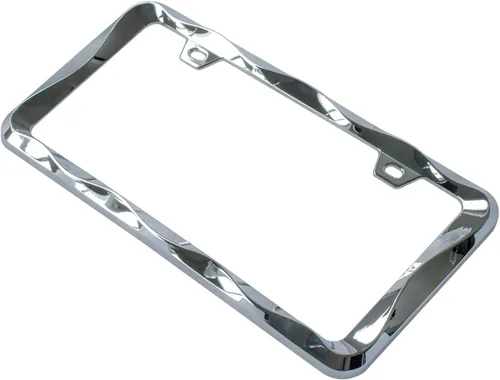 Miniatura 6 de creathome 3D - Marco para placa de matrícula con diseño de ondas, de aleación de zinc puro Cromo