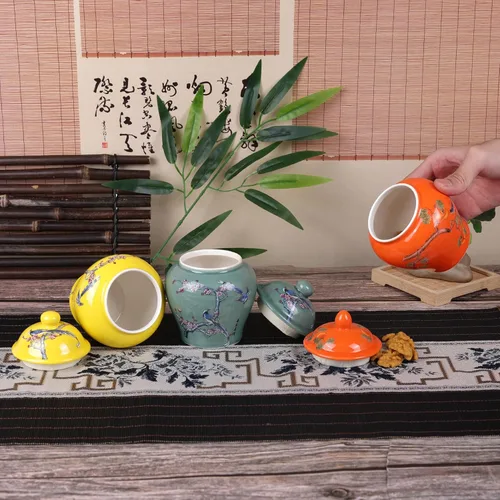Miniatura 3 de XINGYAN Chinoiserie - Juego de 3 tarros de jengibre, porcelana china azul y blanca, tarro de almacenamiento decorativo para el hogar con tapa