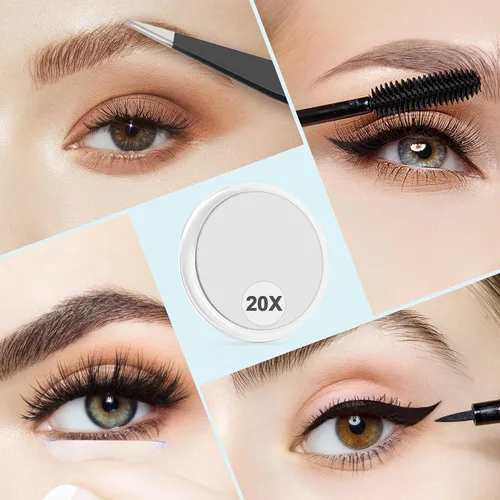 Miniatura 4 de MIYADIVA Espejo de aumento 20x con ventosas para montaje fácil, uso como espejo de maquillaje, espejo de ducha adhesivo para viajes para depilar