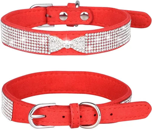 Miniatura 35 de Collares Pequeños para Perros Femeninos, Lindo Cristal de Rinstone con Pajarita de Diamante de Brillo para Cachorros para XXS XS Perros Pequeños