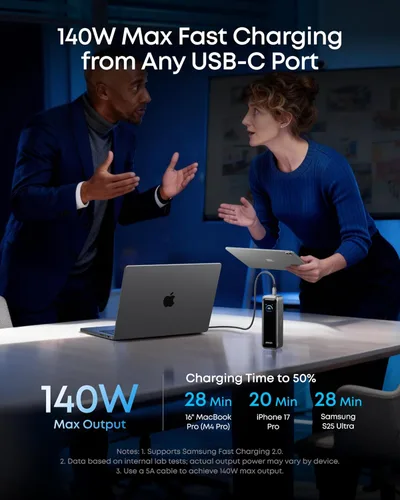 Miniatura 4 de Anker Prime Power Bank, cargador portátil de 3 puertos de 20,100 mAh con salida máxima de 220 W, carga bidireccional, aprobado por la TSA, control