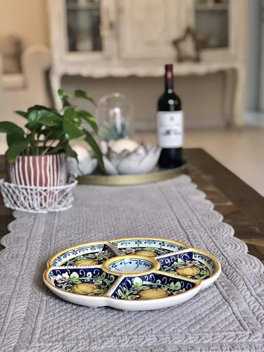 Miniatura 2 de CERAMICHE D'ARTE PARRINI - Bandeja de cerámica italiana para servir aperitivos, limones decorativos de cerámica, pintados a mano, fabricado