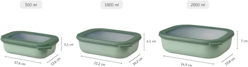 Miniatura 3 de Mepal Cirqula - Recipiente circular rectangular para almacenar y servir alimentos de 67.6 fl oz / 68 onzas con tapas transparentes, perfecto