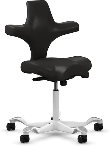 Miniatura 26 de HAG Capisco Silla de escritorio estándar ajustable, marco negro, asiento negro de vinilo ónix