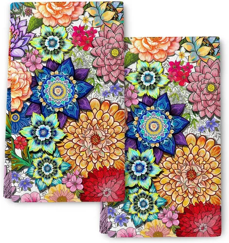 Miniatura 15 de Juego de 2 paños de cocina y paños de cocina con diamantes en blanco y negro, toallas de cocina para secar platos, suaves y absorbentes, secado a
