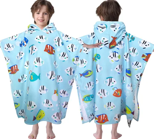 Miniatura 30 de Toallas tipo poncho con capucha para niños pequeños, de gran tamaño (2-4 años, 22 x 22 pulgadas), hechas de 100% algodón suave, toallas absorbentes