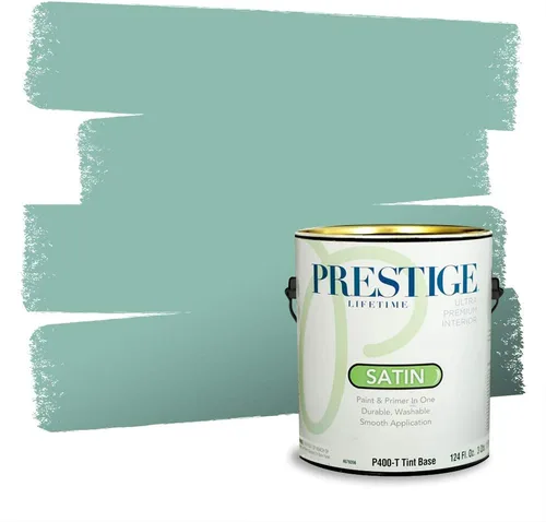 Miniatura 170 de Prestige Paints - Pintura exterior e imprimación en uno, 1 galón, plano, compatibilidad comparable con el color menta «Whipped Mint» de Behr
