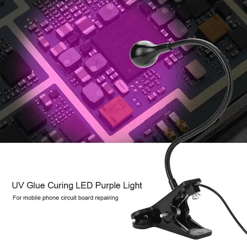 Miniatura 6 de GOWENIC Lámpara LED de curado de pegamento, luz UV portátil USB con clip para gel de uñas, reparación de teléfono, detección fluorescente y uso