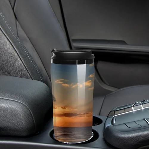 Miniatura 6 de Sunset Palm Tree Ocean Coffee Cup Hot Coffee Travel Mug Reusable Iced Coffee Cups Double Heat Insulation Coffee Mug with Leak-Proof Lid Stylish