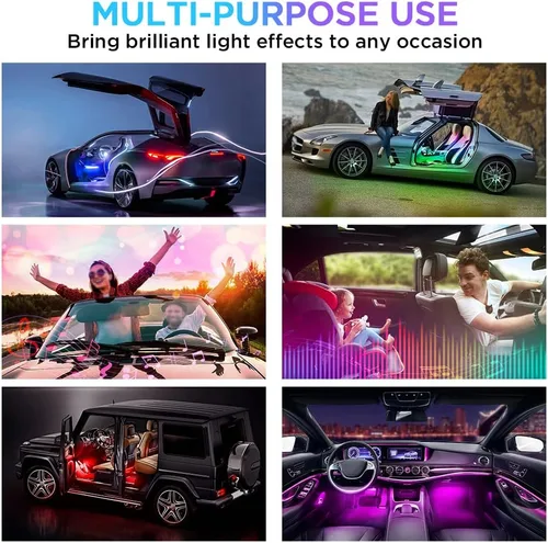Miniatura 7 de Xprite Tira de luces LED Dreamcolor para interior de auto con Bluetooth, control remoto y aplicación, luces RGB de persecución para espacio