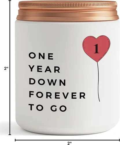 Miniatura 8 de Un año, 1º, 1 año, regalo de vela de primer aniversario para él, su pareja, el mejor regalo romántico de aniversario de papel para novia, novio