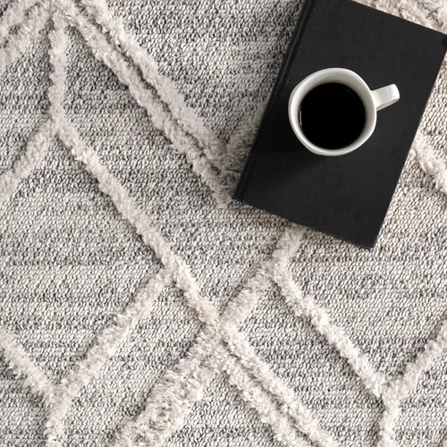 Miniatura 6 de nuLOOM Alfombra de Área Ansley Marroquí con Borlas de 2 x 6 pies, Gris, diseño bohemio con textura alta-baja, pelo alto de felpa, resistente a
