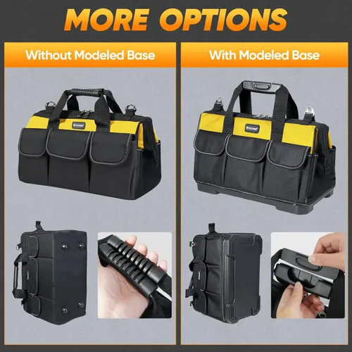 Miniatura 5 de TICONN Bolsa de herramientas de boca ancha con múltiples bolsillos con correas reflectantes de seguridad, correa de hombro ajustable y mango Amarillo