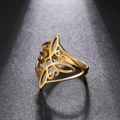 Miniatura 10 de UNIFT Anillo de nudo de bruja para mujer, acero inoxidable, celta, cuaternario, Wicca, estilo geométrico, anillo de nudo de brujería, amuleto