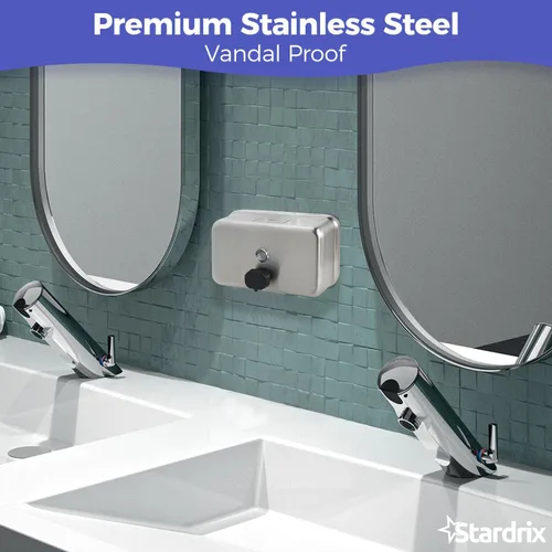 Miniatura 5 de Stardrix Dispensador de Jabón de Acero Inoxidable Resistente para Pared, 1100ml/37oz, con Forro a Prueba de Corrosión y Bomba Anti-Fugas para Baño