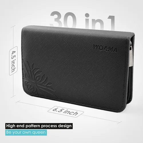 Miniatura 6 de WOAMA - Juego profesional de manicura con 30 piezas de acero inoxidable de color plata en estuche negro Plateado