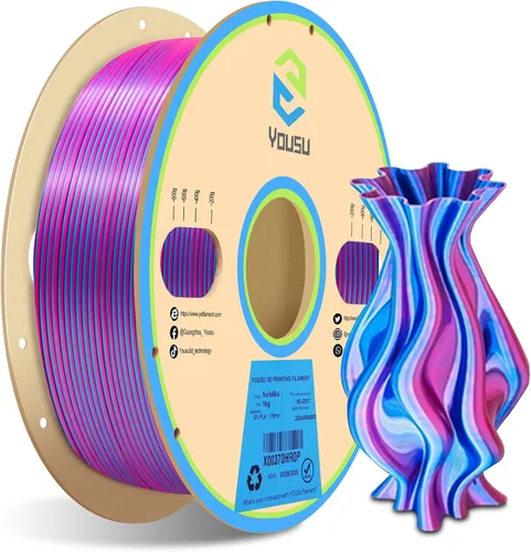 Miniatura 8 de Yousu Seda de Doble Color Filamento PLA para 3D Impresora Filamento Coextrusión PLA Multicolor Filamento PLA 1.75mm (± 0.03 mm) Compatible