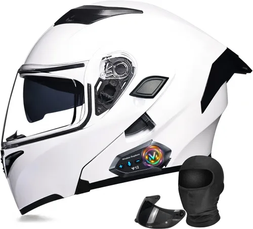 Miniatura 13 de Casco Modular Moto con Bluetooth Integrado, Doble Visera, Ventilación Múltiple, Forro Extraíble, ABS de Alta Densidad, DOT Homologado para Hombres
