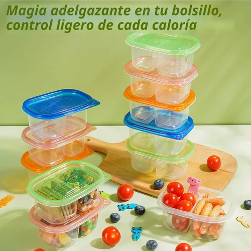Miniatura 3 de ALFEVA 20 recipientes reutilizables para aperitivos con tapas, control de porciones, artículos esenciales para campamento, recipientes