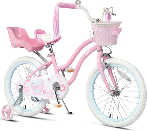 Miniatura 12 de Glerc Petal Girls Bike 12-18 Inch for Ages 2-9, Kids Bike with Training Wheels, Basket & Streamers, Princess Style Kids Bicycle, for Girls
