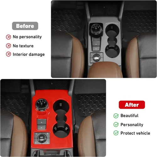 Miniatura 2 de Linskip Moldura del panel de cambios compatible con Ford Bronco Sport 2021-2024 2025, cubierta decorativa para portavasos para accesorios interiores
